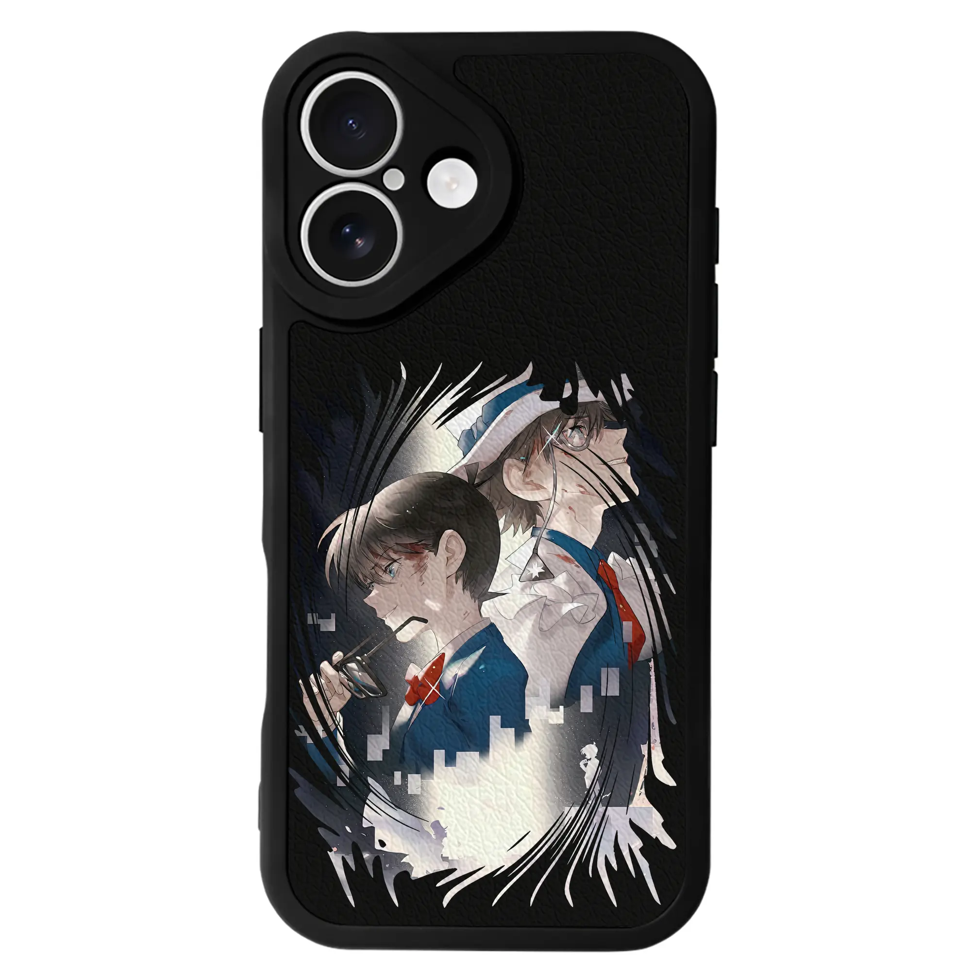 名探偵コナン グッズ 江戸川 コナン - IPhone 16シリーズ対応 ・ シリコンスマホケース ・ レザー調 ・ 高精度フィット ・ 耐衝撃 ・ ワイヤレス充電対応 ・ 精密カット